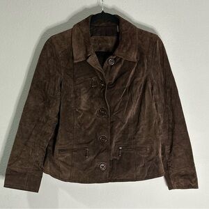 I.E. Relaxed Brown Leather Jacket Size Small Petite